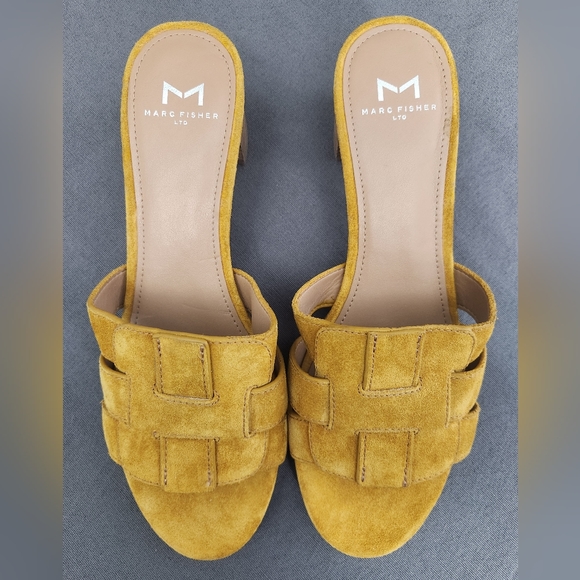 Marc Fisher LTD Debora Round Toe Women's Shoes/Heels Yellow Suede Size 8 - Picture 4 of 8